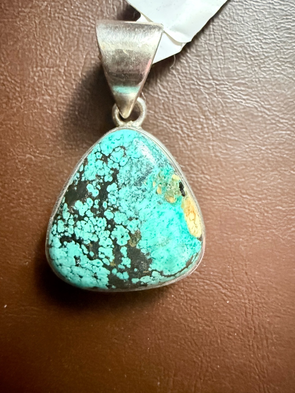 Vintage Sterling Silver Turquoise Pendant | Natural Matrix Stone | Southwestern - Picture 5 of 11